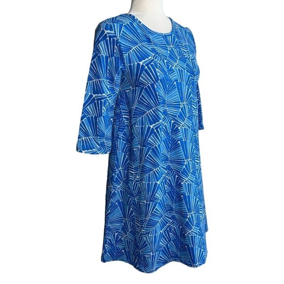 Vineyard Vines Knit Dress Pullover 3/4 Sleeve Blue White Geometric GIRLS Sz L - Picture 3 of 7